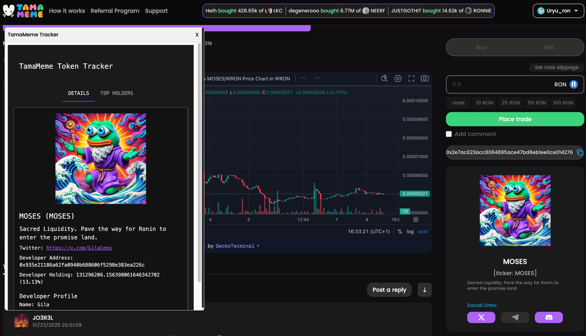 Moses Meme Tracker Extension Screenshot